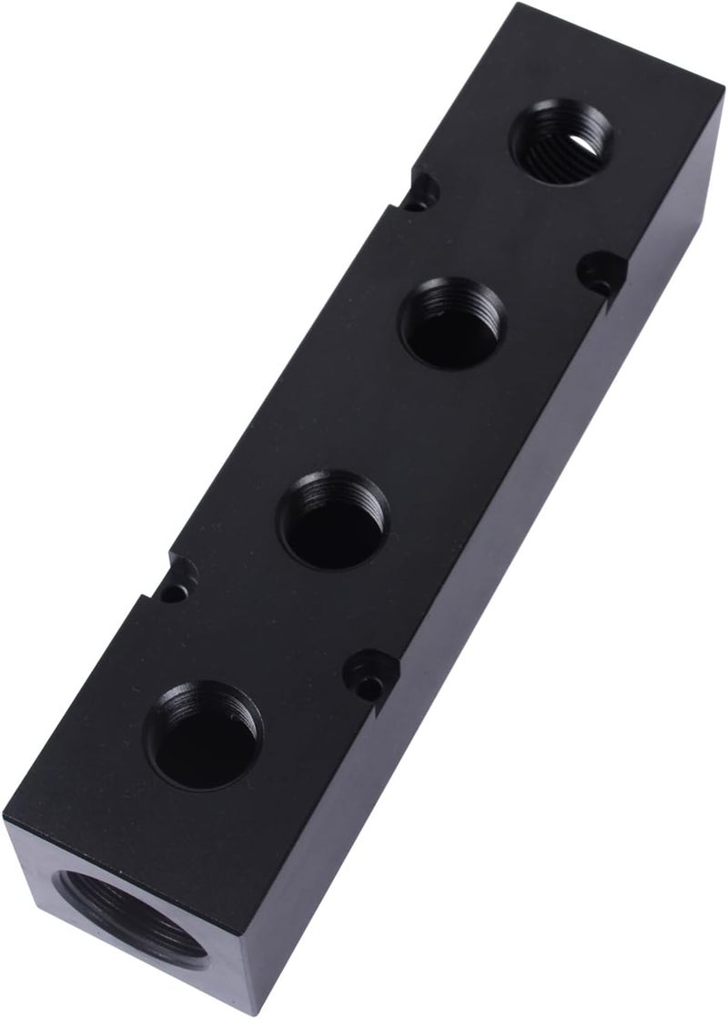 MARSTEK High Flow Air Manifold, Air Compressor Manifold, Air Hose Inline Manifold Block Splitter, Pneumatic Manifold Air Distribution Block, NPT 1 Inch Supply Port, NPT 1/2 Inch Output Port (4 Way 6 Port) - Image 1
